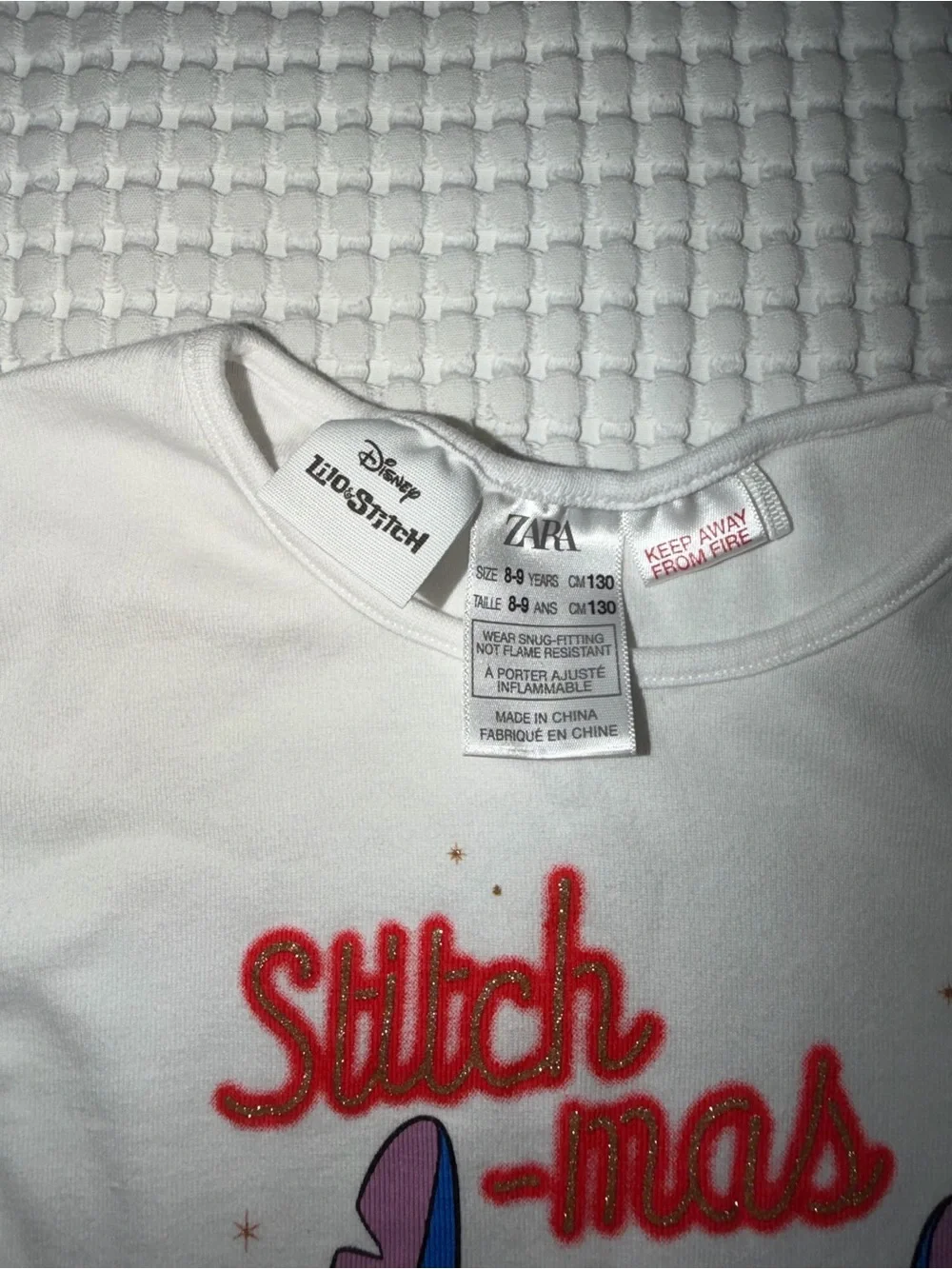 Disney Stitch-Print Kids Christmas Pajama Set - Red & White